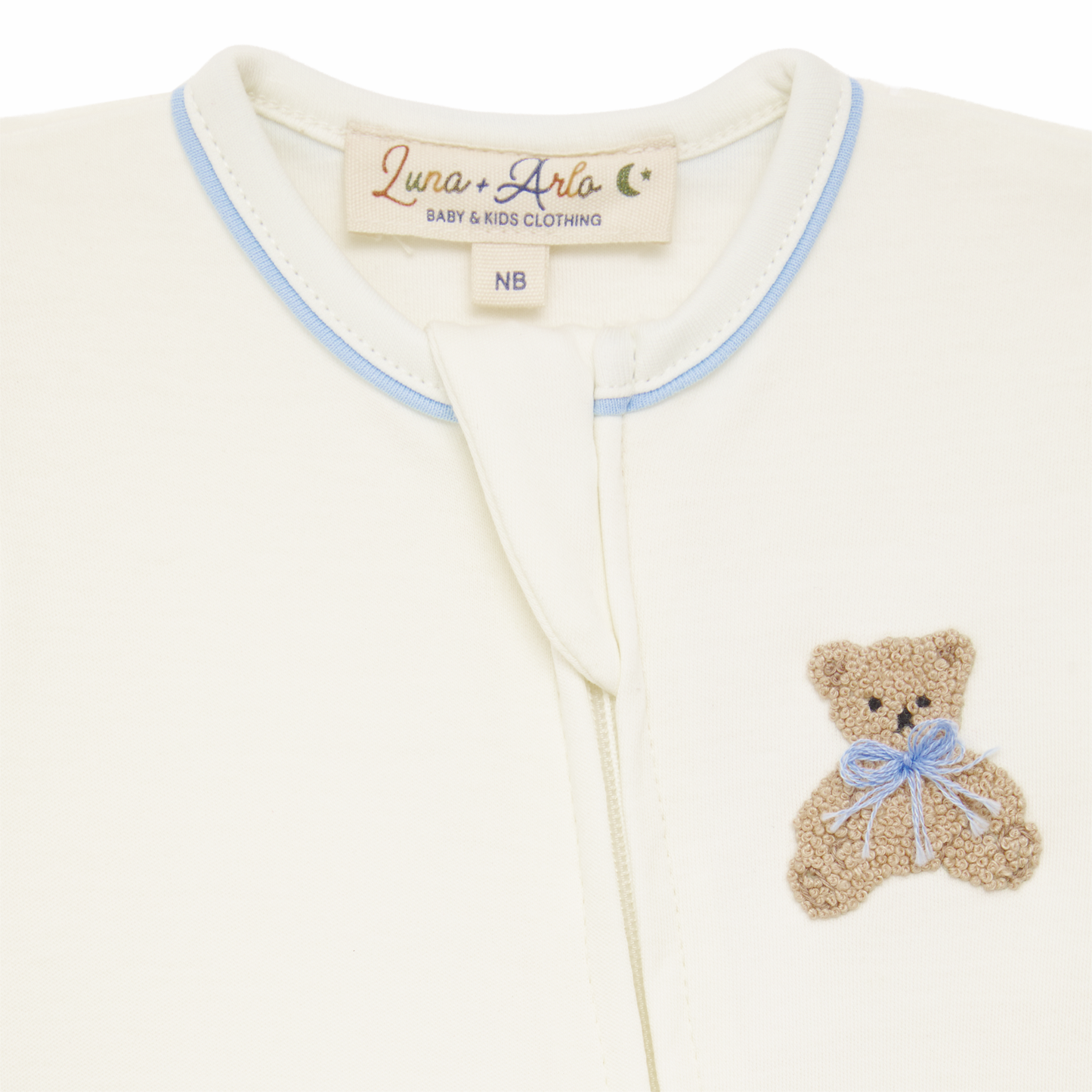 Bear Hugs Zip Footie - Sky Blue