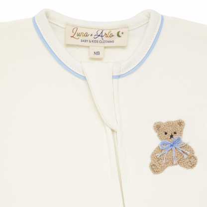 Bear Hugs Zip Footie - Sky Blue