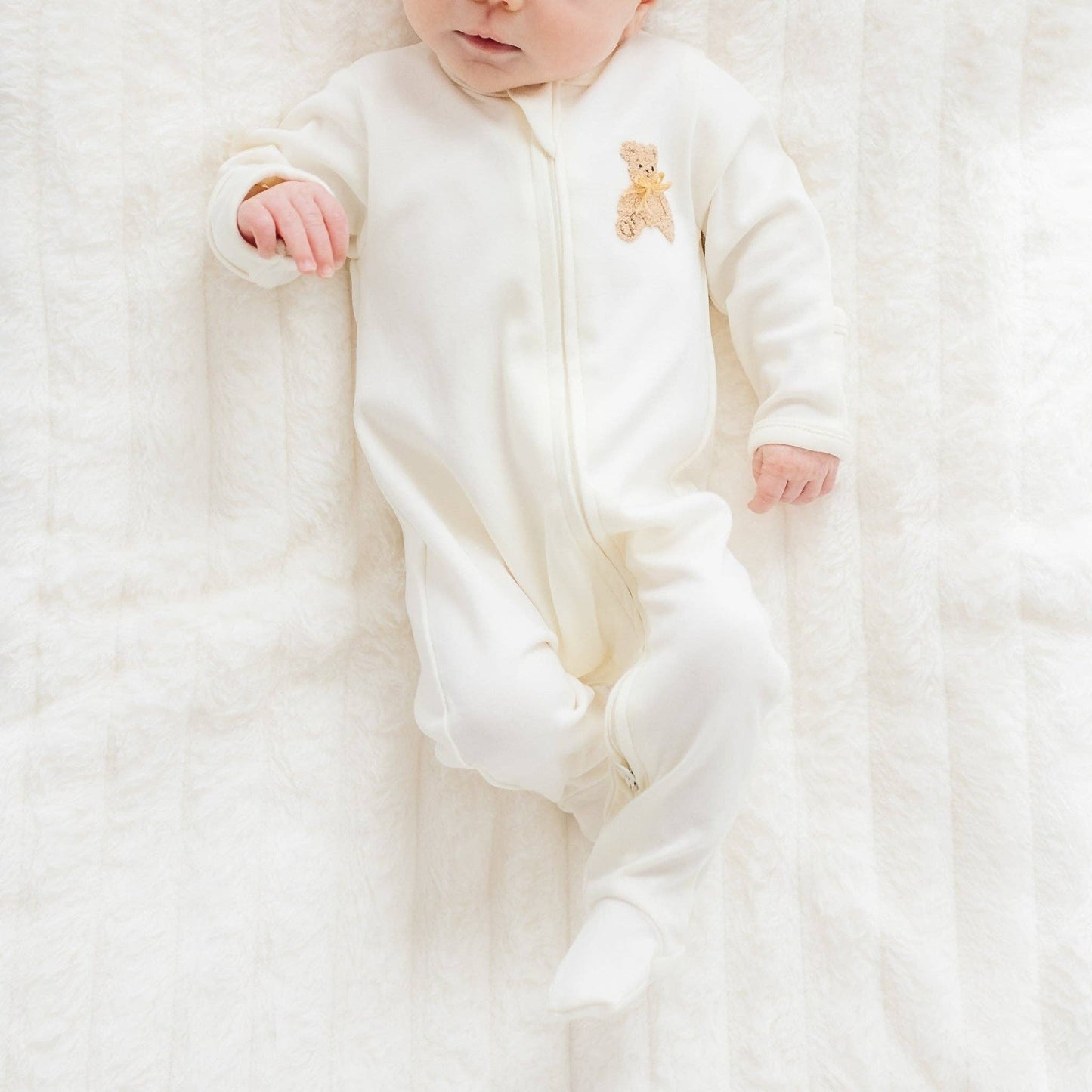 Bear Hugs Zip Footie - Ivory