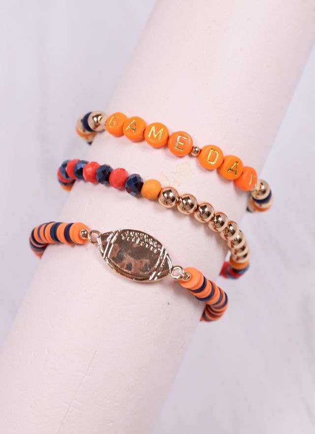 Game Day Bracelet Set - Navy & Orange