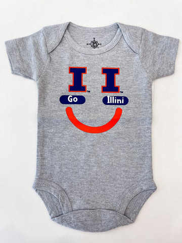 Illini Smiley Short Sleeve Bodysuit