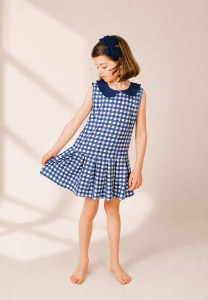 Gingham Gameday Dress in Navy