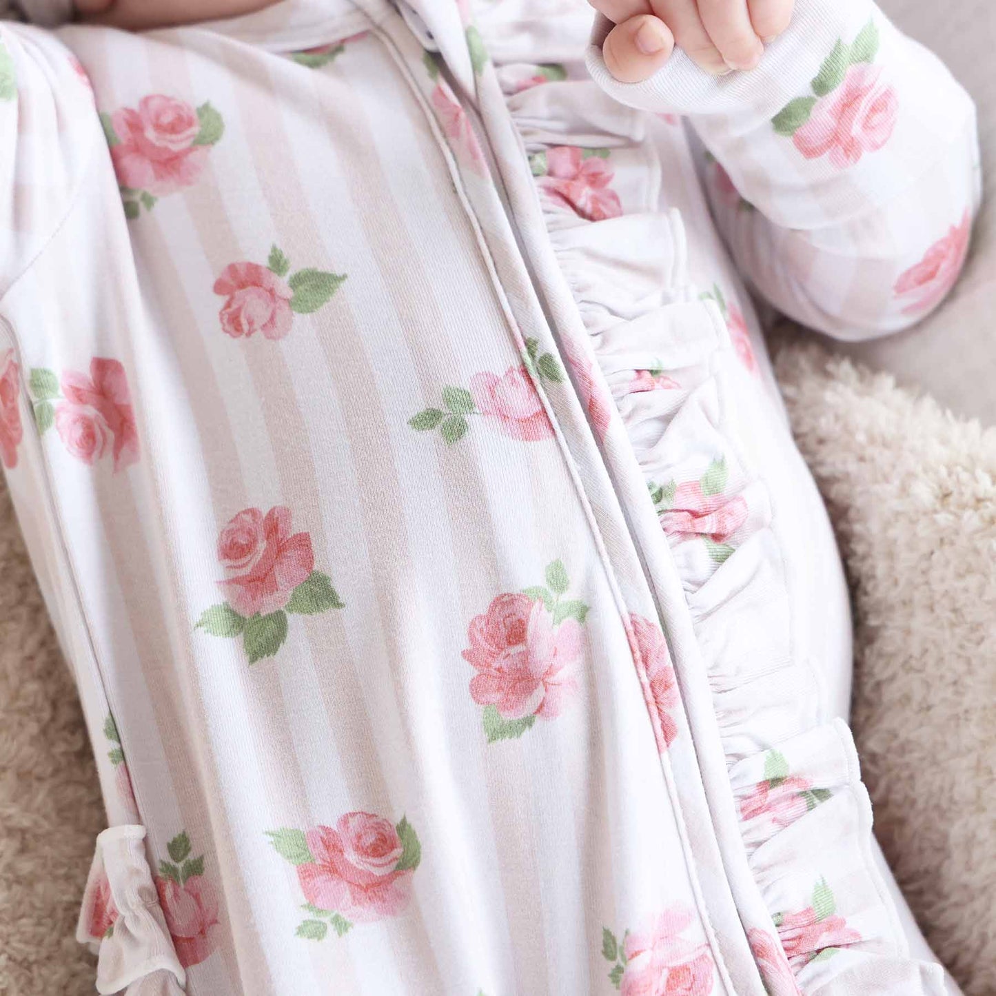 Rosy & Cozy Ruffle Zipper Footie