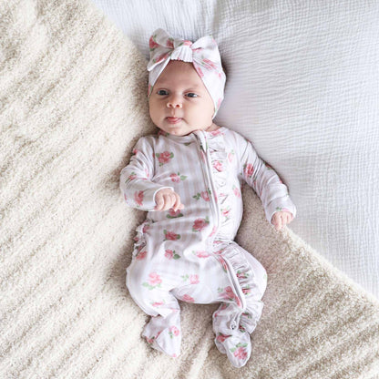 Rosy & Cozy Ruffle Zipper Footie