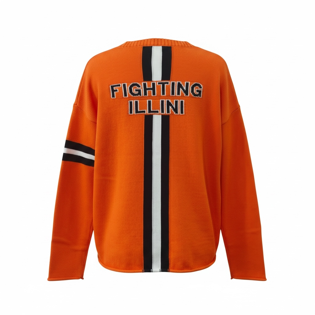 Illinois script orange long sleeve cotton crew neck - Orange