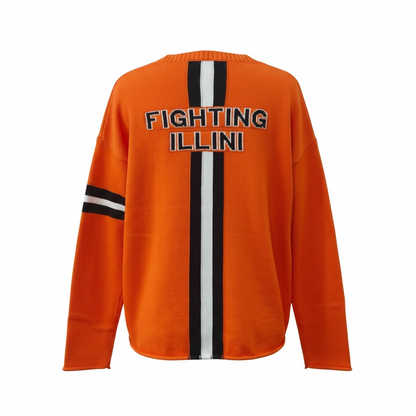 Illinois script orange long sleeve cotton crew neck - Orange