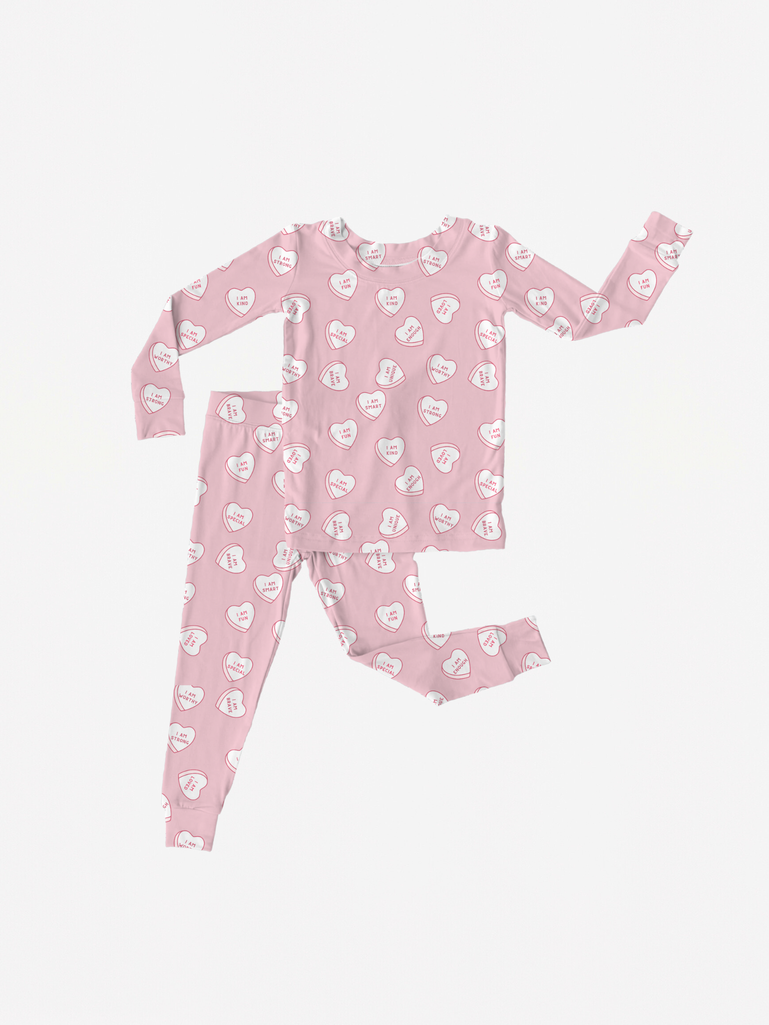 Affirmation Heart Pajamas- Pink 2-3Y (read description)