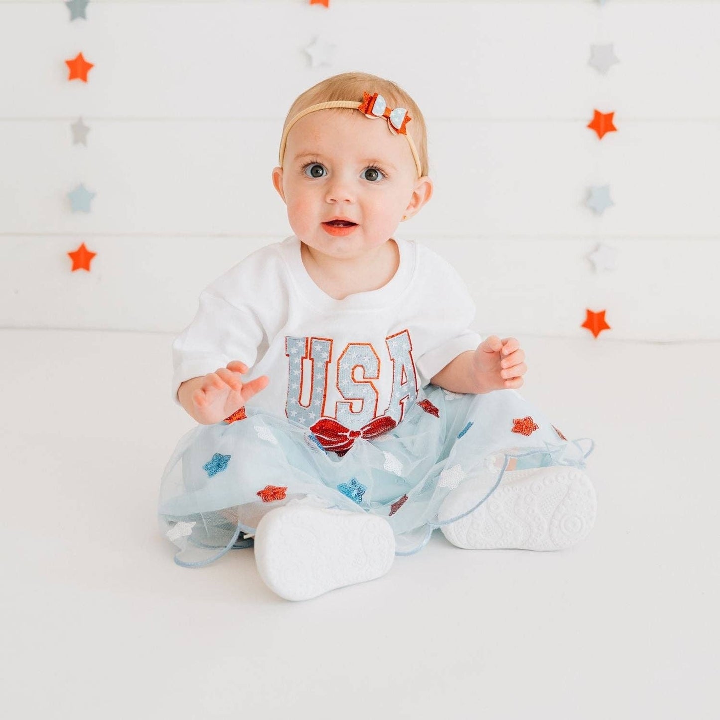 USA Stars & Bow Patch Short Sleeve Bubble