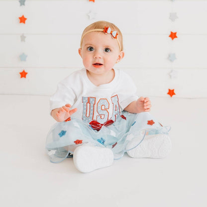 USA Stars & Bow Patch Short Sleeve Bubble