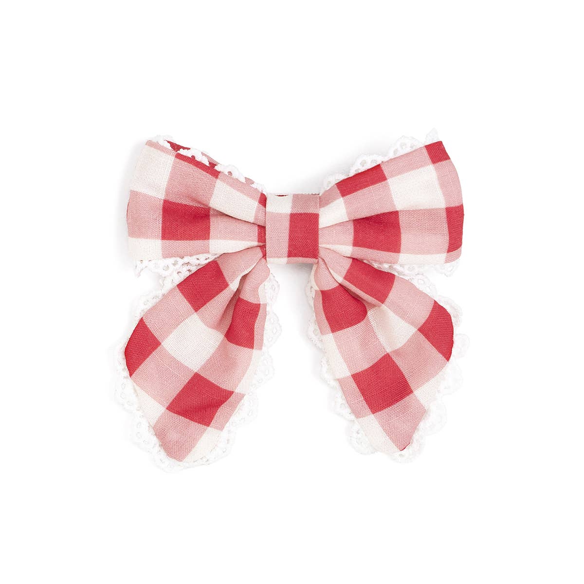 Sweet Wink - Red Gingham Bow Clip - Kids Hair Bows - Spring Summer