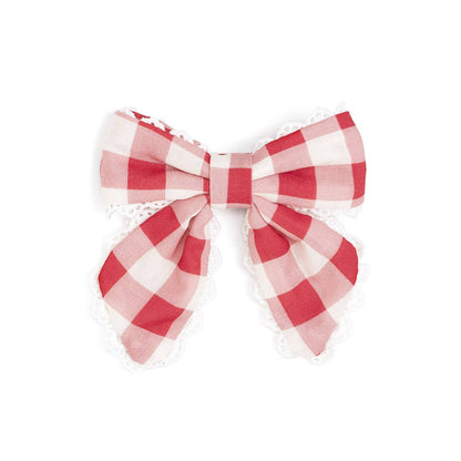 Sweet Wink - Red Gingham Bow Clip - Kids Hair Bows - Spring Summer