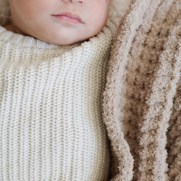 Waffle Knit Mini Blanket - Rosette