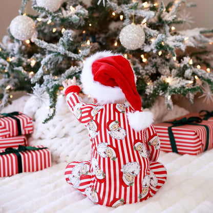 Christmas Bamboo Convertible Zip Rompers - Santa Claus Lane