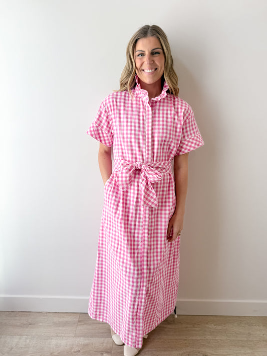 Isabella Dress - Pink Gingham