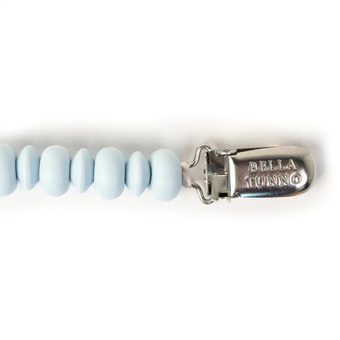 Silicone Beaded Pacifier Clip - Light Blue