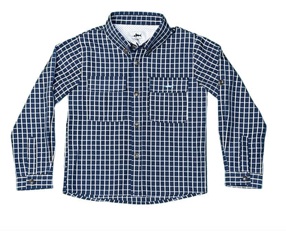 Fishing Shirt - Navy & White Plaid