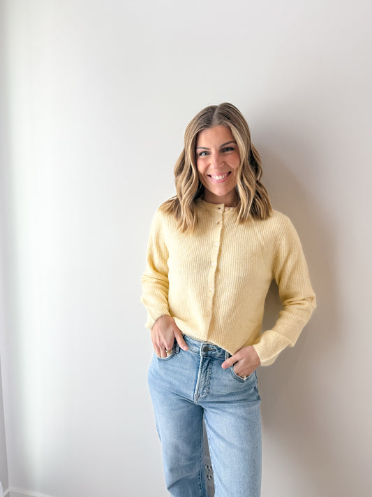 Medina Rib Cardigan - Custard