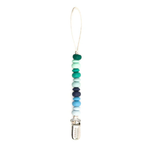 Silicone Beaded Pacifier Clip - Blue/Green