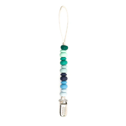 Silicone Beaded Pacifier Clip - Blue/Green