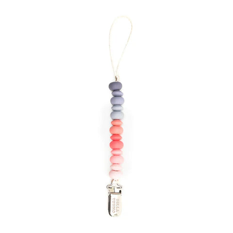 Silicone Beaded Pacifier Clip - Pink/Purple