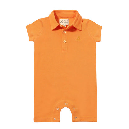 Drift Polo Romper - Tangerine Pique