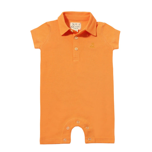 Drift Polo Romper - Tangerine Pique