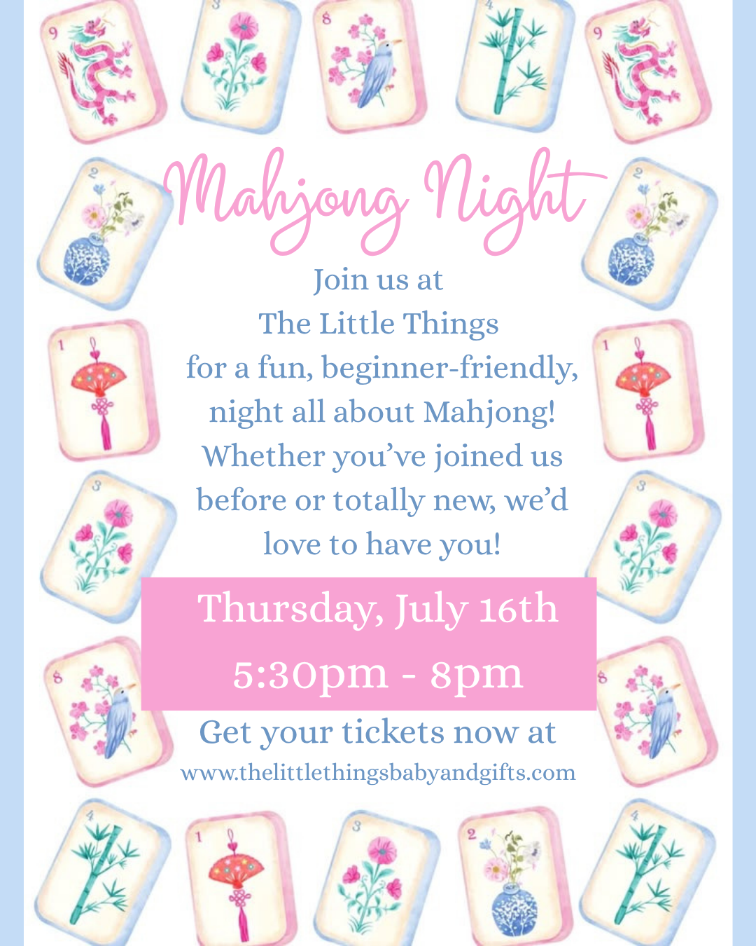 Mahjong Night Thursday, 7/16