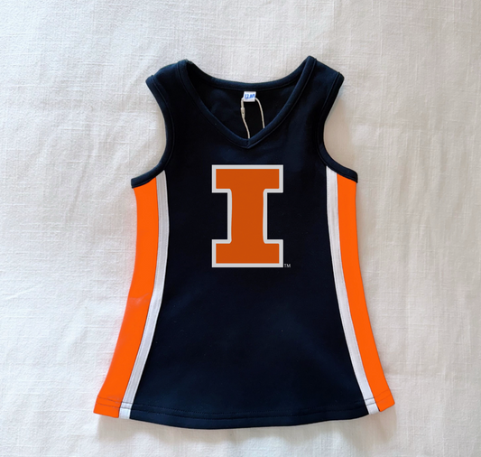 *PREORDER* Navy PowerStripe V-Neck Cheer Dress - Fighting Illini