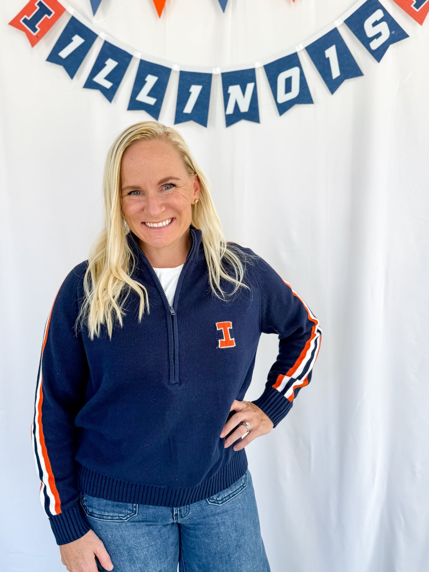Fighting Illini Women's 1/4 zip Knit Sweater