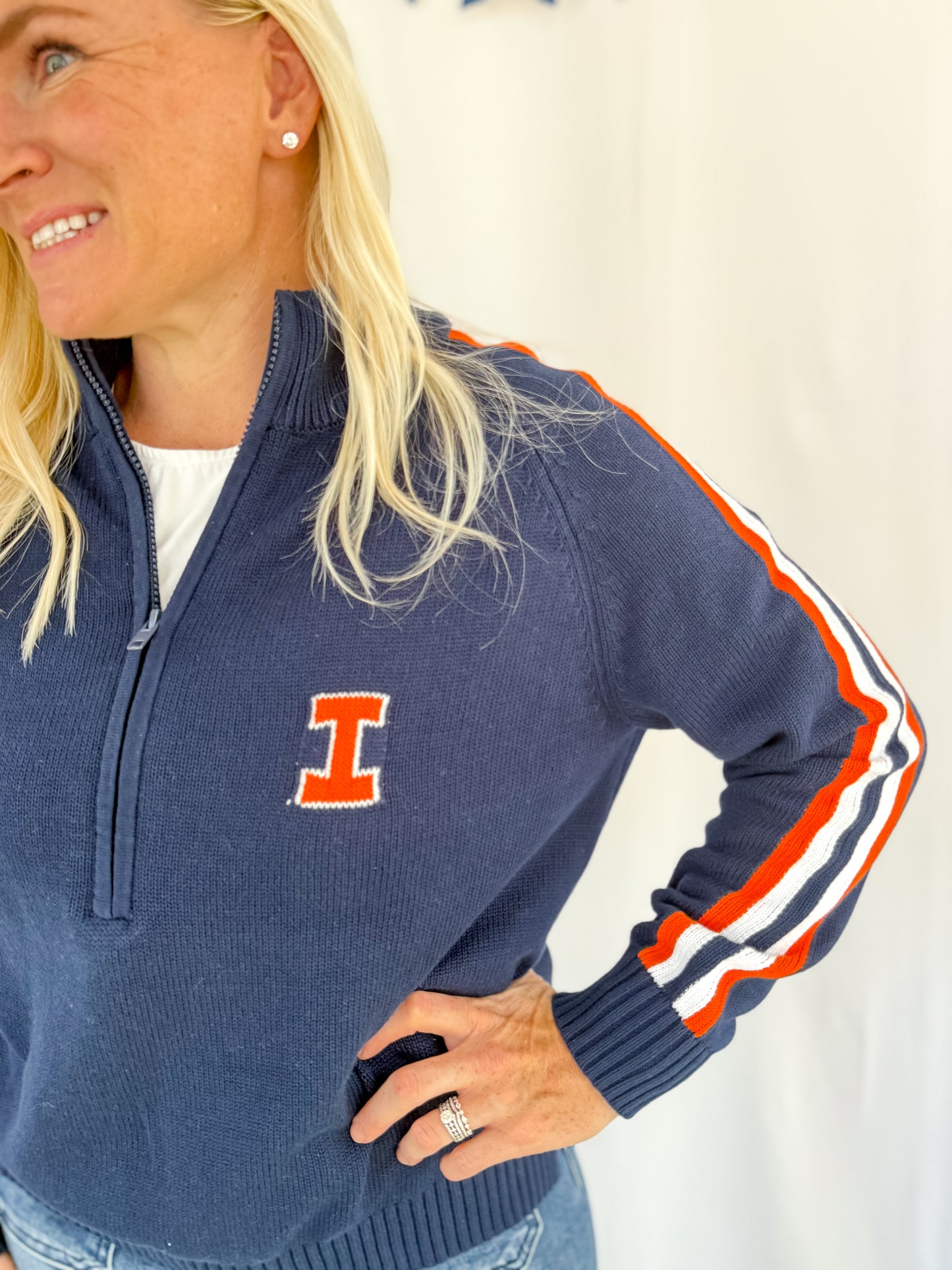 Fighting Illini Women's 1/4 zip Knit Sweater