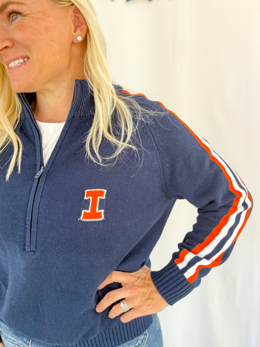 Fighting Illini Women's 1/4 zip Knit Sweater
