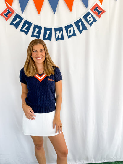 Illinois Cable Knit Short Sleeve Sweater