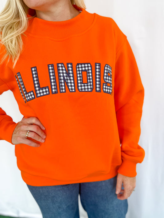 Mallory Gingham Illinois Mockneck - Orange