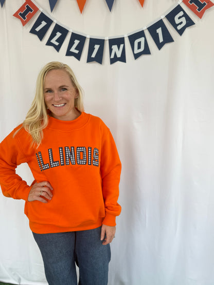 Mallory Gingham Illinois Mockneck - Orange