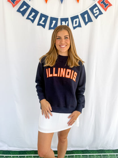 Mallory Gingham Illinois Mockneck - Navy