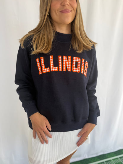 Mallory Gingham Illinois Mockneck - Navy