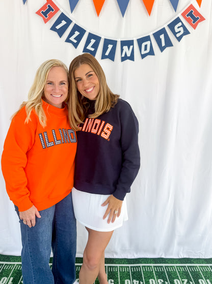 Mallory Gingham Illinois Mockneck - Navy