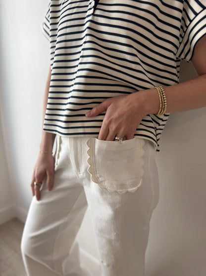Scalloped Denim - Off White