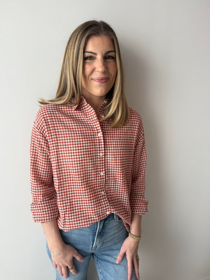 Gingham Button Down - Red Gingham