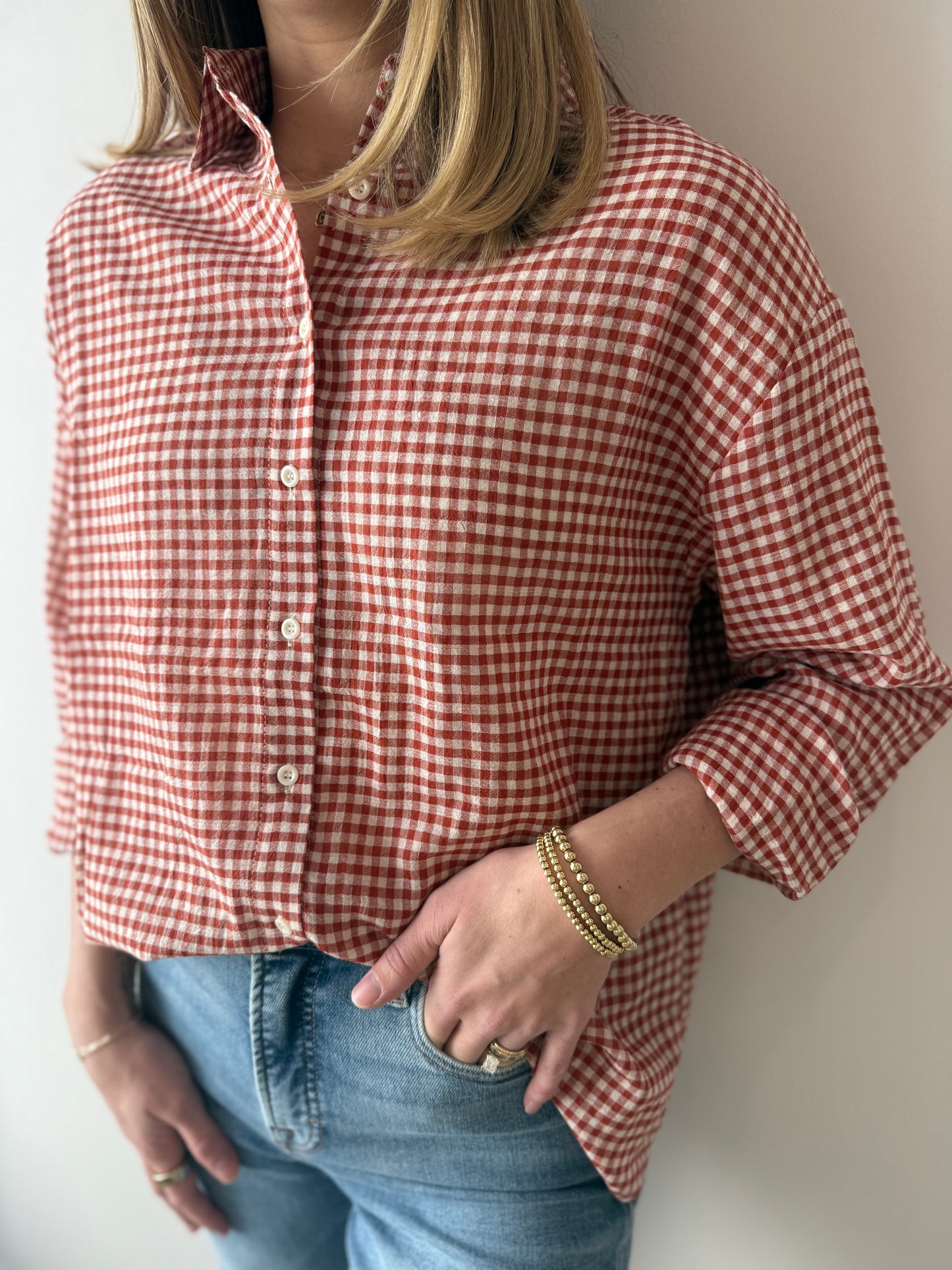 Gingham Button Down - Red Gingham