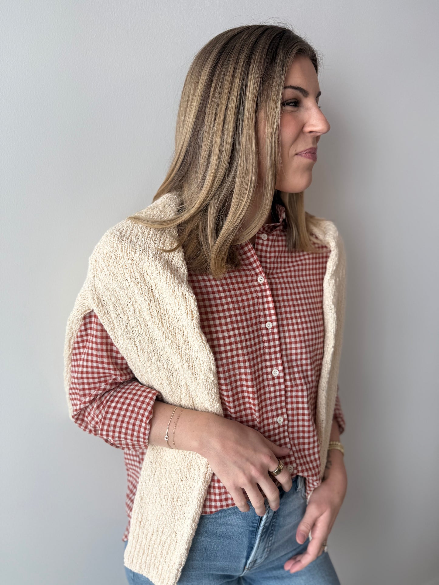 Gingham Button Down - Red Gingham