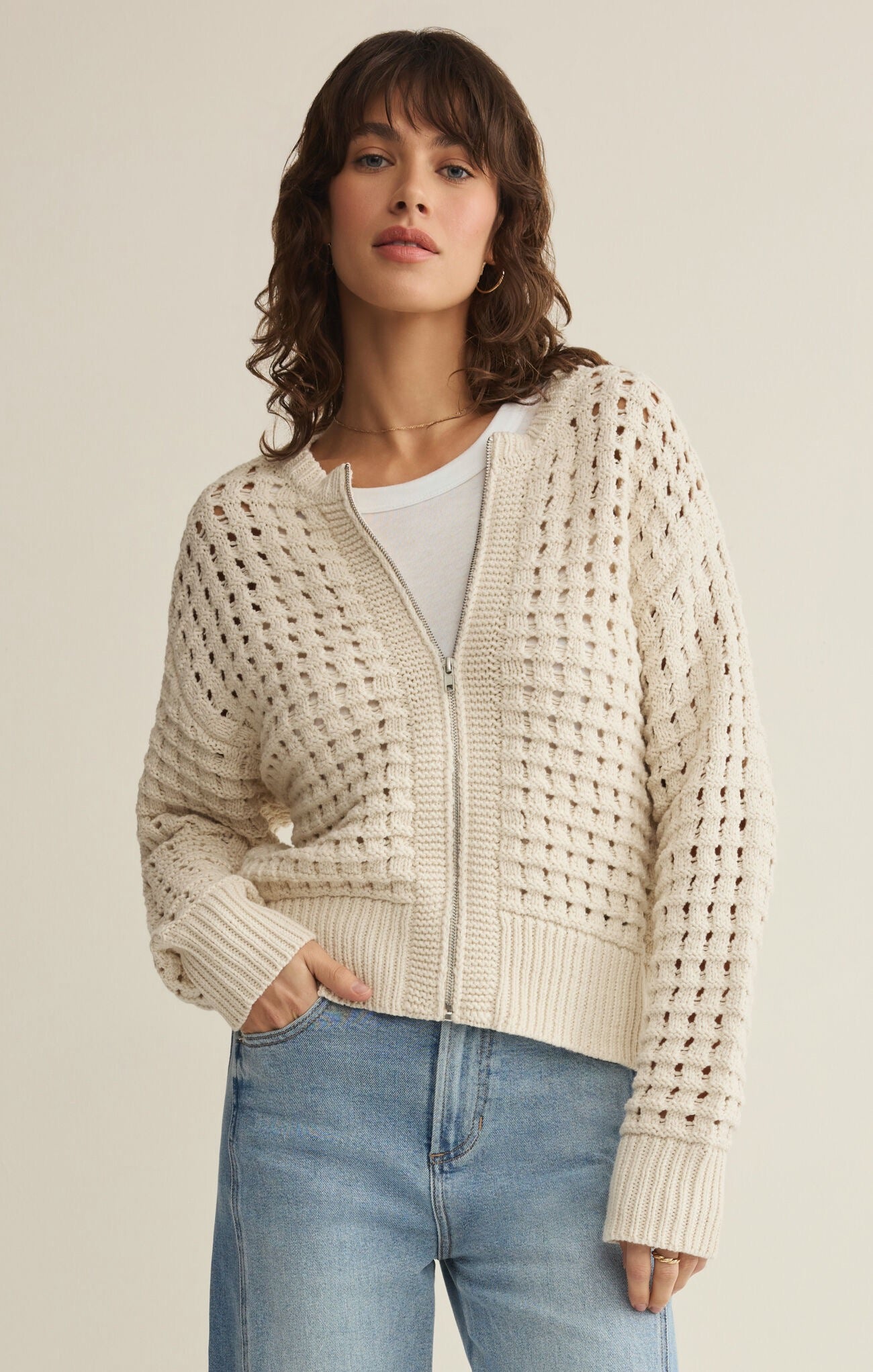 Logan Sweater Jacket - Crystal