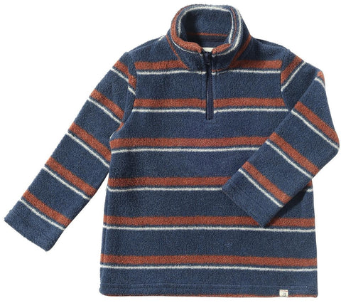 Sherpa Zip Up - Navy/Rust Stripe