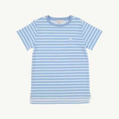 Carter Crewneck - Sarasota Sky Stripe/Worth Ave White