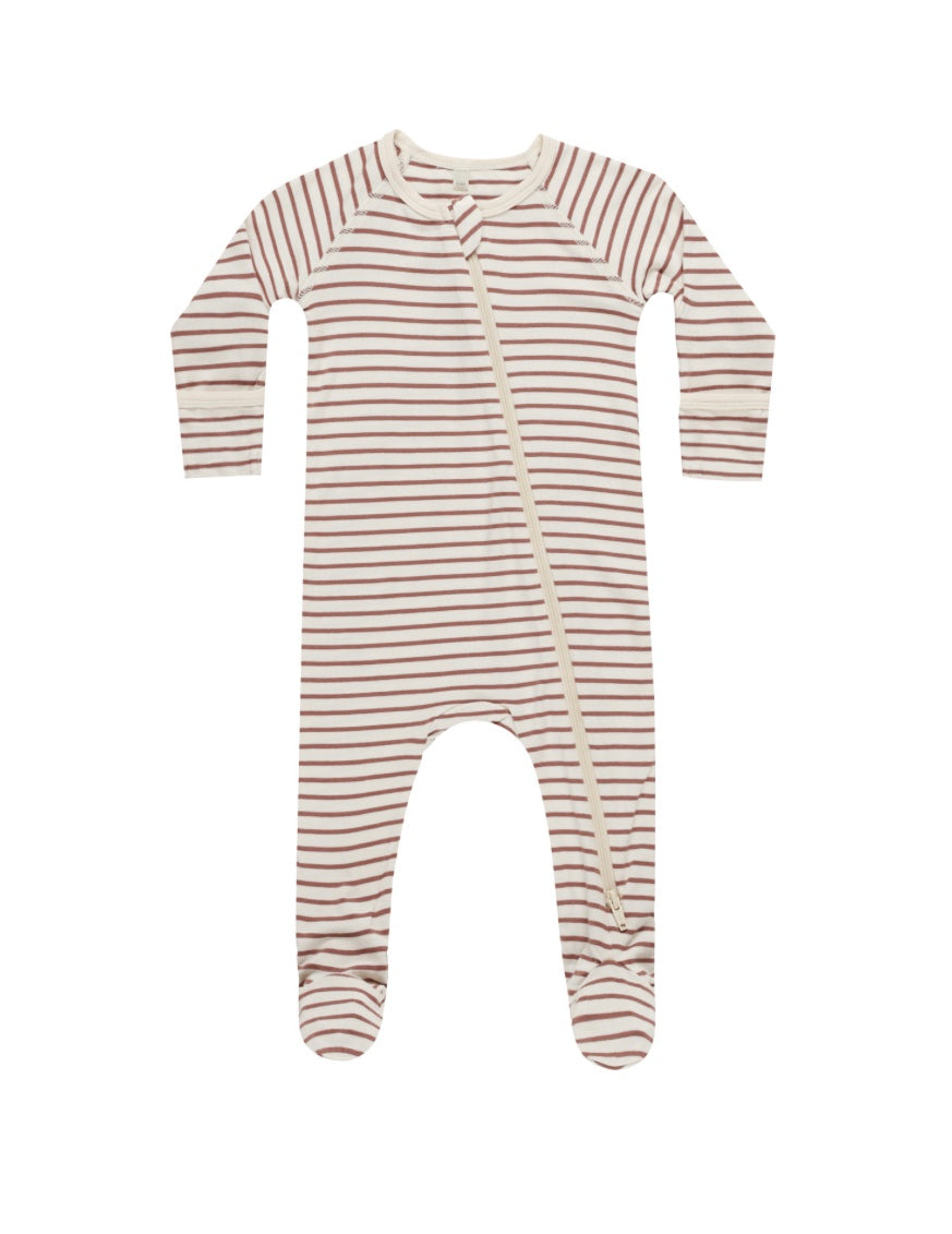 Bamboo Zipper Footie - Candy Stripe