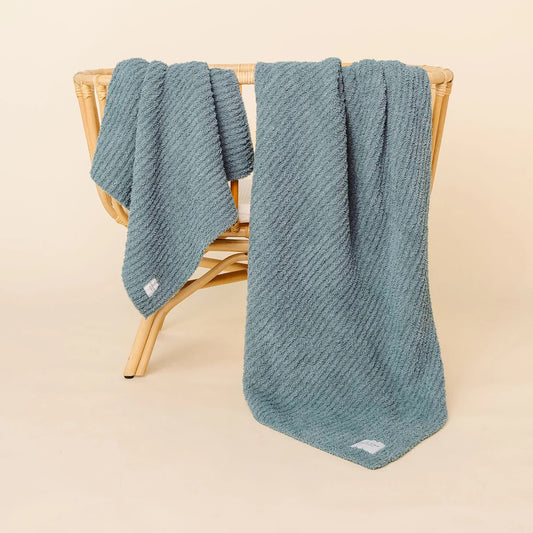 Chenille Blanket Small (30x30)- Ocean Blue