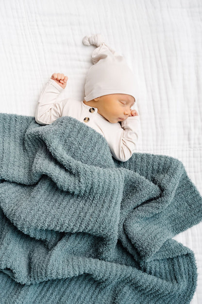 Chenille Blanket Small (30x30)- Ocean Blue