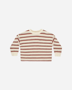 Relaxed Long Sleeve Tee - Brick Stripe