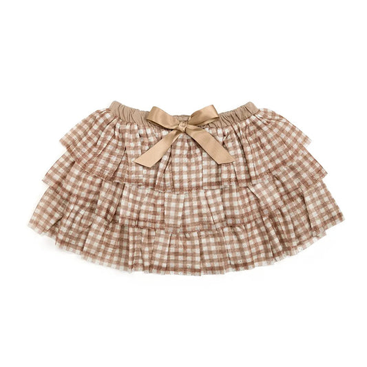 Gingham Printed Tulle Tutu - Brown Gingham