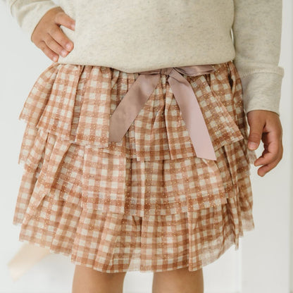 Gingham Printed Tulle Tutu - Brown Gingham